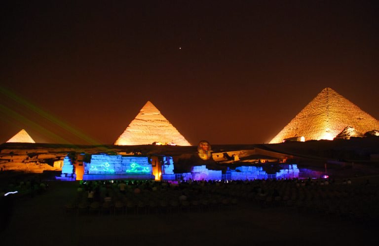 A great shot of the sound and light show at the pyramids in Giza