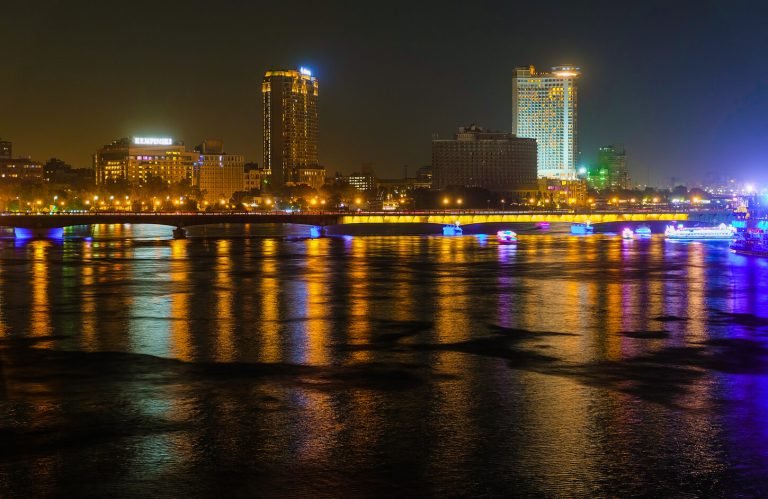 A view from the Niles journey to the Cairo Towers at night 1