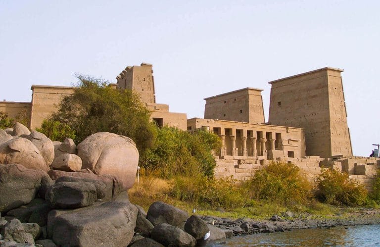 A view from the felucca to the Temple of Philae