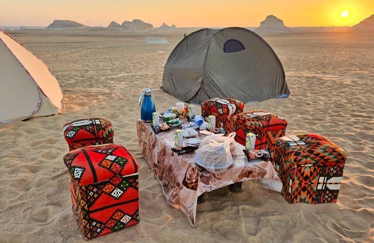A wonderful shot of breakfast at a camp in Bahariya Oasis