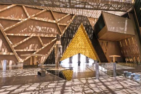 A wonderful shot of the Grand Egyptian Museum from the inside