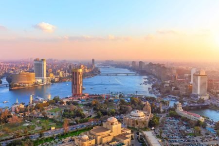 A wonderful view of the Nile River from one of the Cairo towers