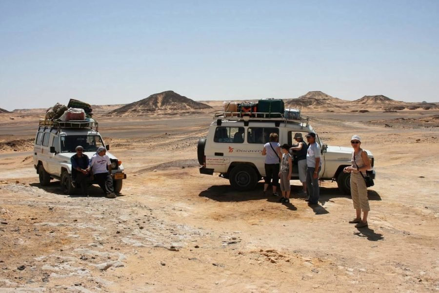 Very nice picture of a group of tourists on a jeep safari trip from Marsa Alam