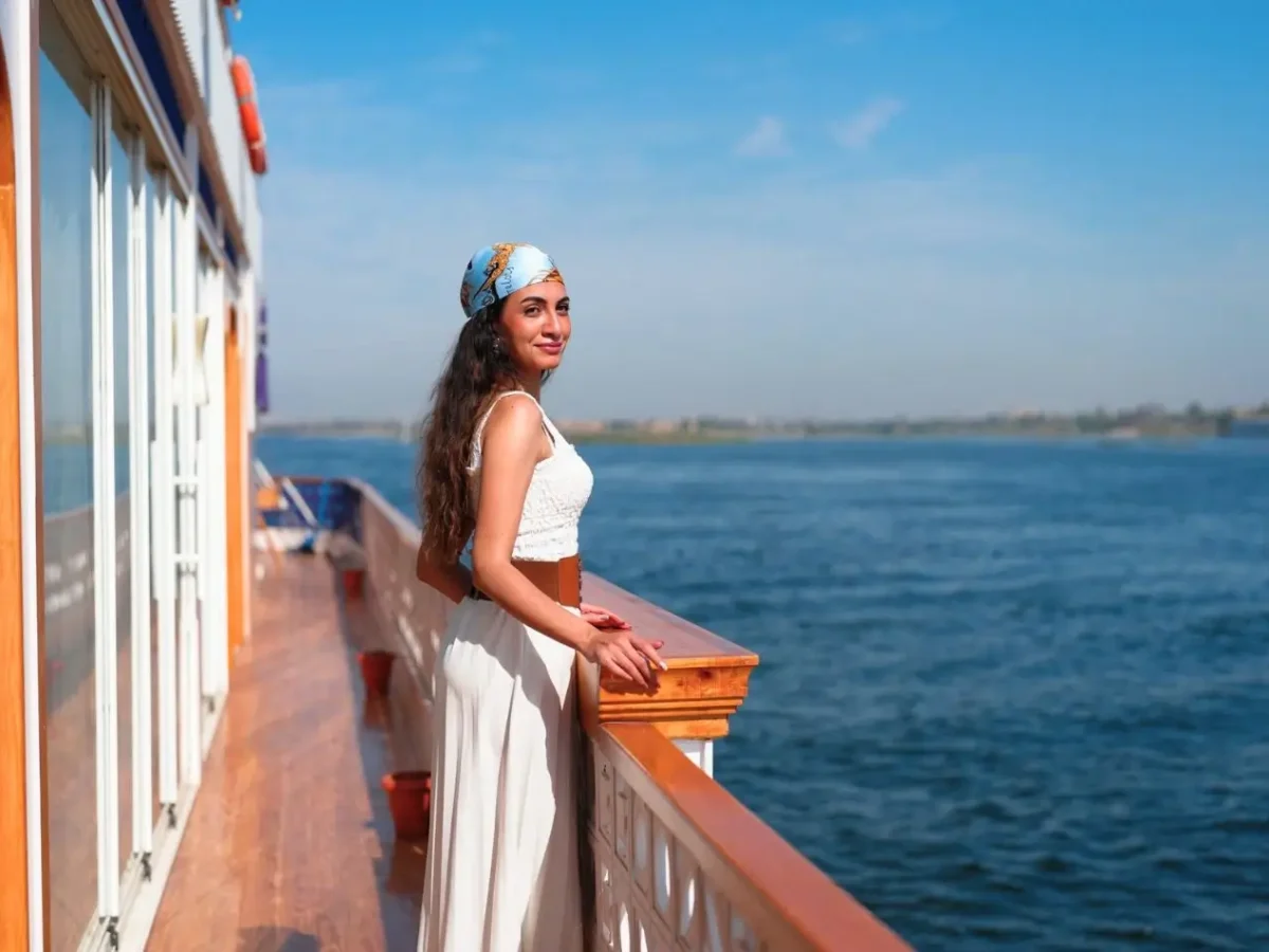 woman on nile river cruise egypt