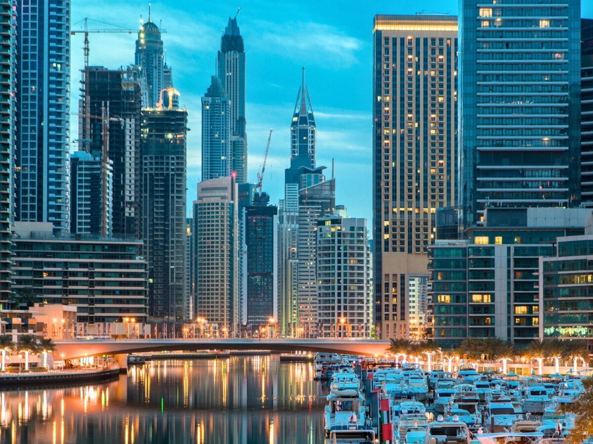 a stunning view of dubai featuring the burj khalifa surrounded by modern skyscrapers