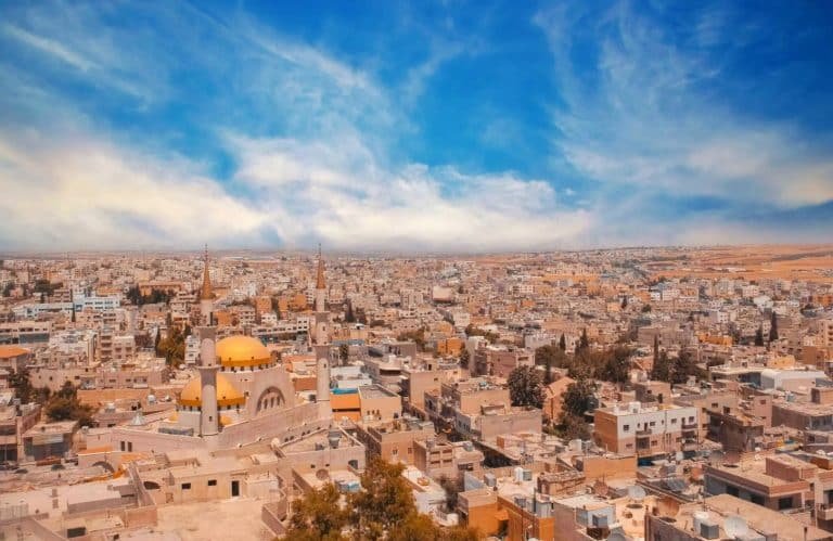 a distinctive shot from above of madaba jordan