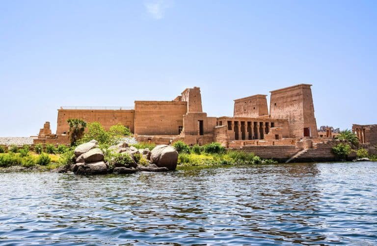 A picture from in front of Philae Temple in Aswan on the banks of the Nile