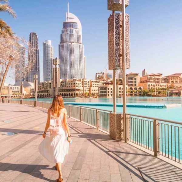 traveler-exploring-the-modern-skyline-near-burj-khalifa-enjoying-the-pleasant-weather-of-the-best-time-to-visit-dubai