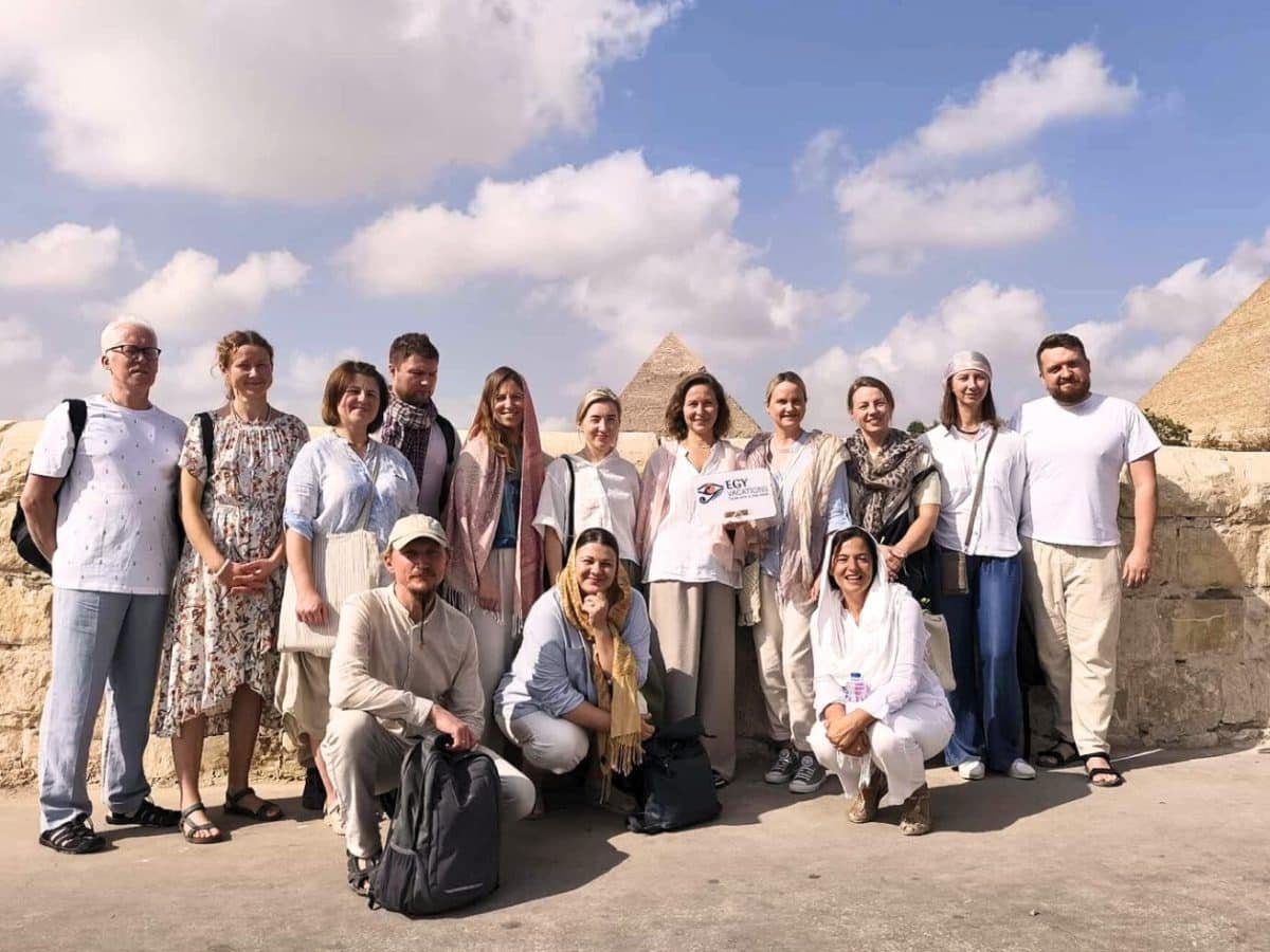 a wonderful shot of one of our groups at the pyramids